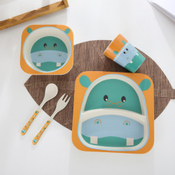 Набор детской посуды из бамбукового волокна Бегемотик Bosiyuan