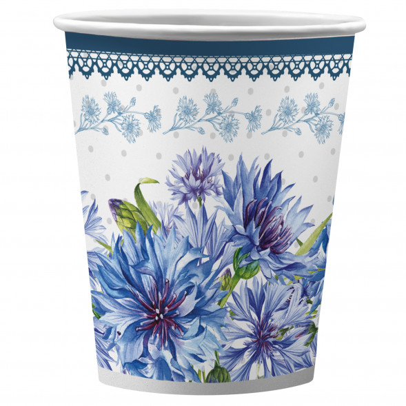 Набор бумажных стаканов Букет васильков, 6 шт х 250 мл оптом