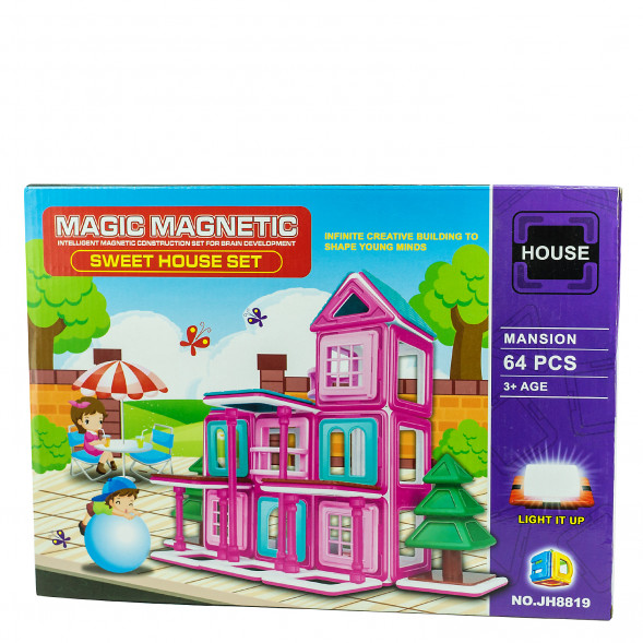 Магнитный конструктор Мagic МagneticHouse 3 в 1 , почта, отель, ресторан, 64 детали JH8819 оптом