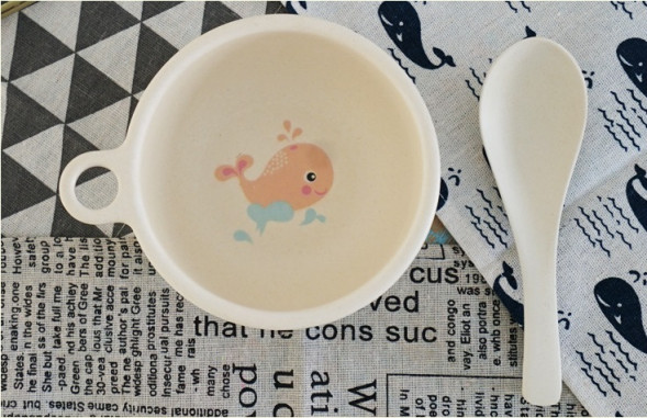 Бамбуковая посуда "Кит" суповая тарелка с ложкой