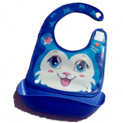 Детский нагрудник с пластиковым карманом котик