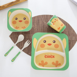 Набор детской посуды из бамбукового волокна Цыпленок Bosiyuan