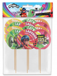 Леди Баг и Супер-Кот. Набор шпажек для канапе и капкейков, 12 шт (гайд 2020)