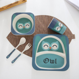 Набор детской посуды из бамбукового волокна Филин Bosiyuan