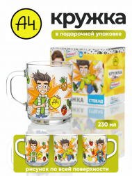 Кружка Влад А4, Веселые фрукты (в подарочной упаковке), 230 мл, стекло