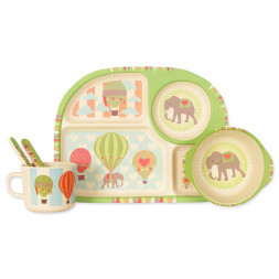 Набор детской посуды из бамбукового волокна Слон воздухоплаватель