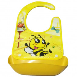 Детский нагрудник с пластиковым карманом пчелка