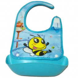 Детский нагрудник с пластиковым карманом пчелка