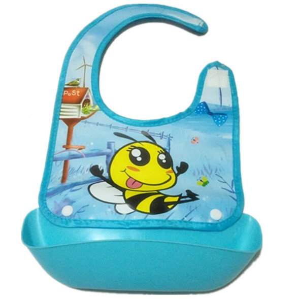 Детский нагрудник с пластиковым карманом пчелка