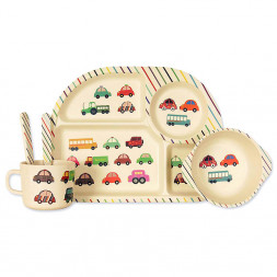 Набор детской посуды из бамбукового волокна Машинки