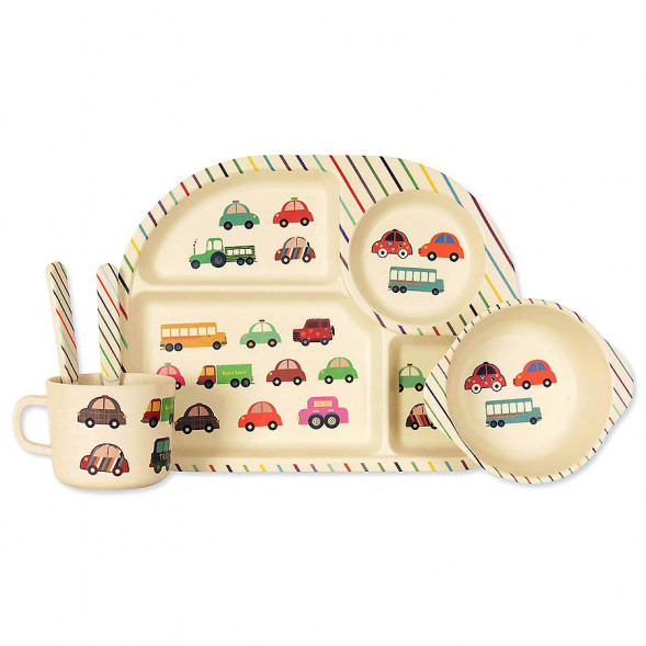Набор детской посуды из бамбукового волокна Машинки