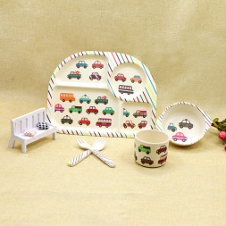 Набор детской посуды из бамбукового волокна Машинки