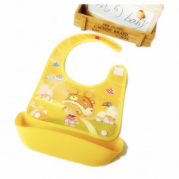 Детский нагрудник с пластиковым карманом милый мишка