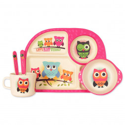Набор детской посуды из бамбукового волокна Совиная семейка
