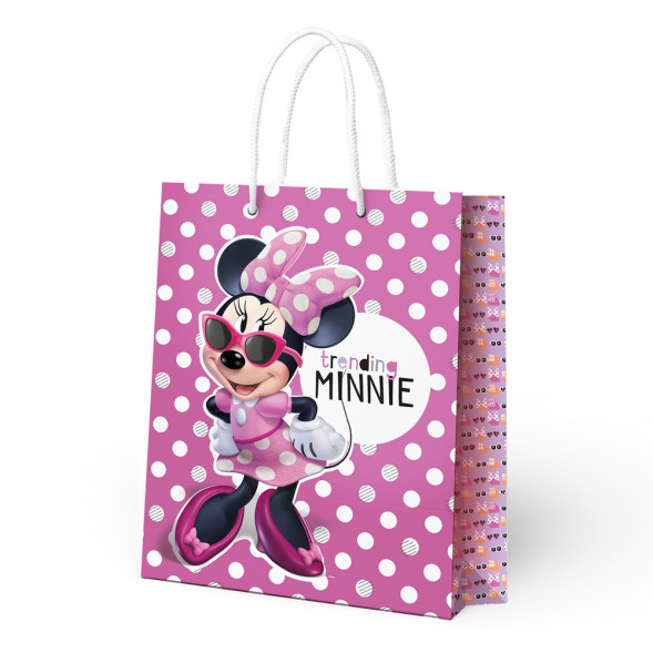 Minnie Mouse. Пакет подарочный большой (Best friends forever 3D, белый горох на розовом), 330*455*100 мм оптом