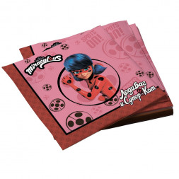 Леди Баг и Супер-Кот. Салфетки бумажные трехслойные (черно-розовые) 33*33 см, 20 шт