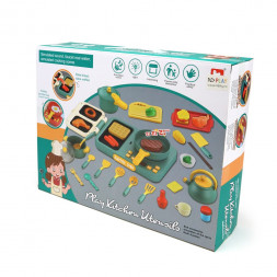 Игровой набор игрушечной посуды с плитой