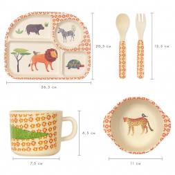 Набор детской посуды из бамбукового волокна Африканские животные