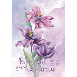 Бумага для акварели в папке «Сиреневые цветы»