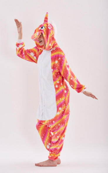 Пижама кигуруми "Единорог" оранжевая ночь