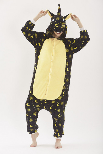 Пижама кигуруми "Единорог" черная ночь