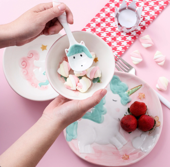 Детская керамическая посуда веселый единорог