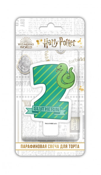 Harry Potter. Парафиновая свеча в торт (цифра 2 с рисунком), в блистере (чиби) оптом