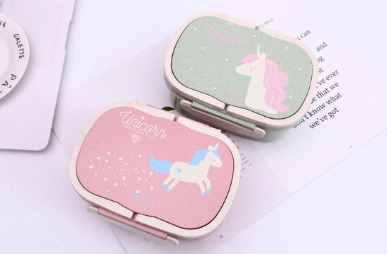 бамбуковая посуда ланч-бокс единорг