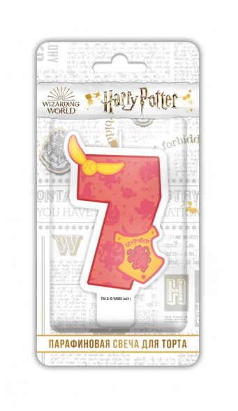 Harry Potter. Парафиновая свеча в торт (цифра 7 с рисунком), в блистере (чиби) оптом