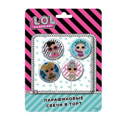 LOL. Набор свечей на шпажках для торта, капкейков 4 шт (EV_19), в блистере (4 дизайна в упаковке)